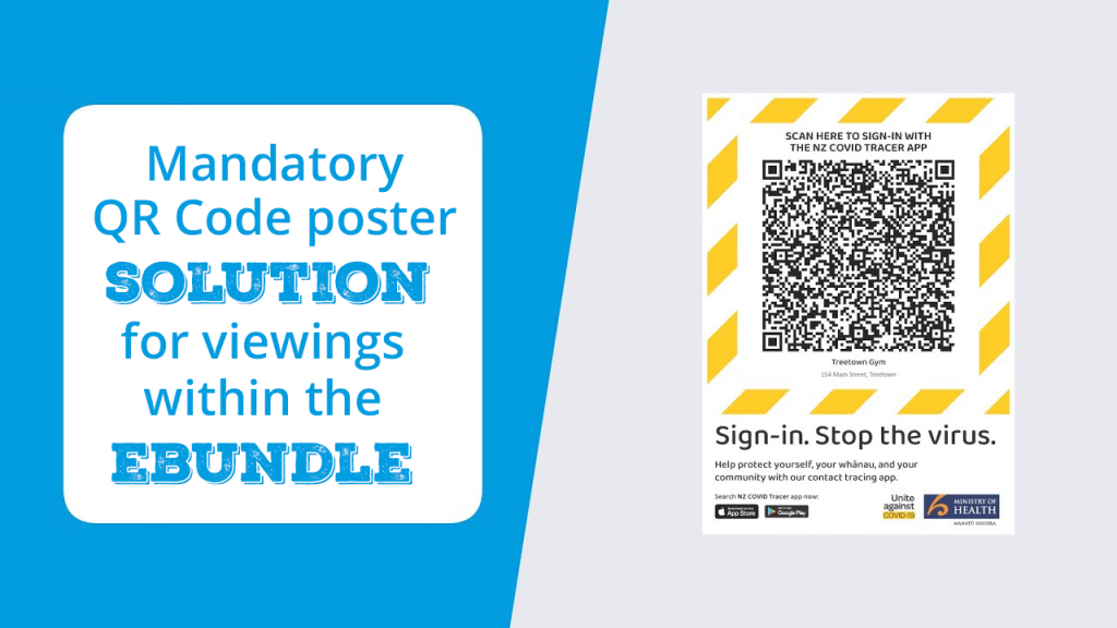 QR Code Posters can be generated within the eBundle for Alert Level 3